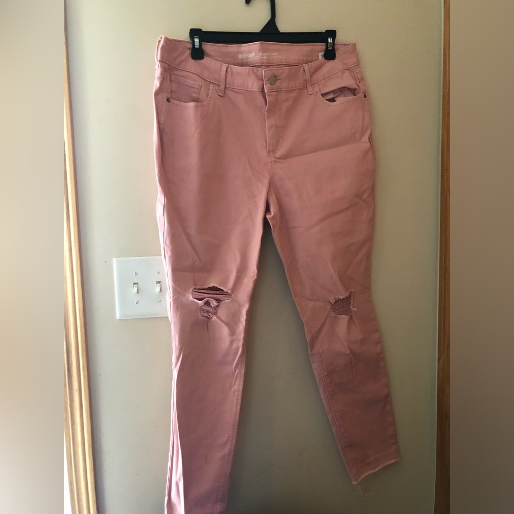 Old Navy Rockstar Blush Pink Jeans Size 16 Like New